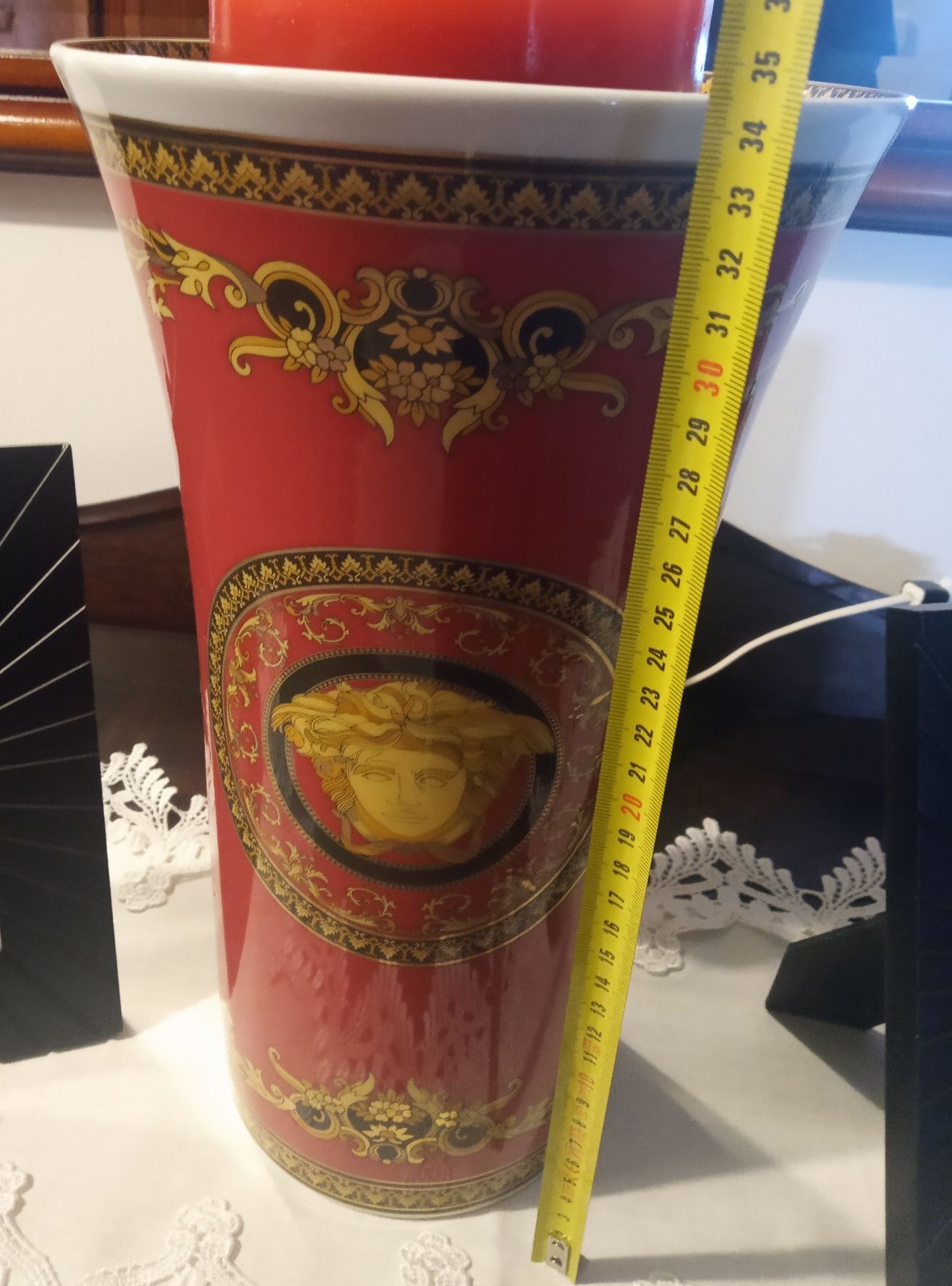 Vaso de porcelana Rosenthal Versace Medusa Rosso 34 cm