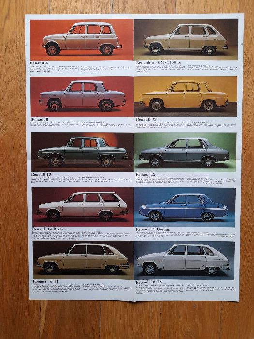 RENAULT 12, Renault 4, Renault 6, Renault 8, Gordini prospekt rok 1970