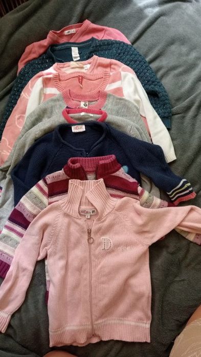 Swetry dziewcz. ZESTAW jesien-zim  9 szt  rozm 92