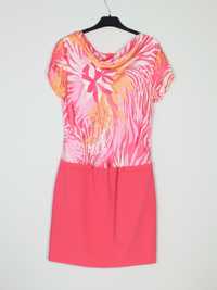 sukienka letnia Monnari 40 L różowa elegancka wzór satyna