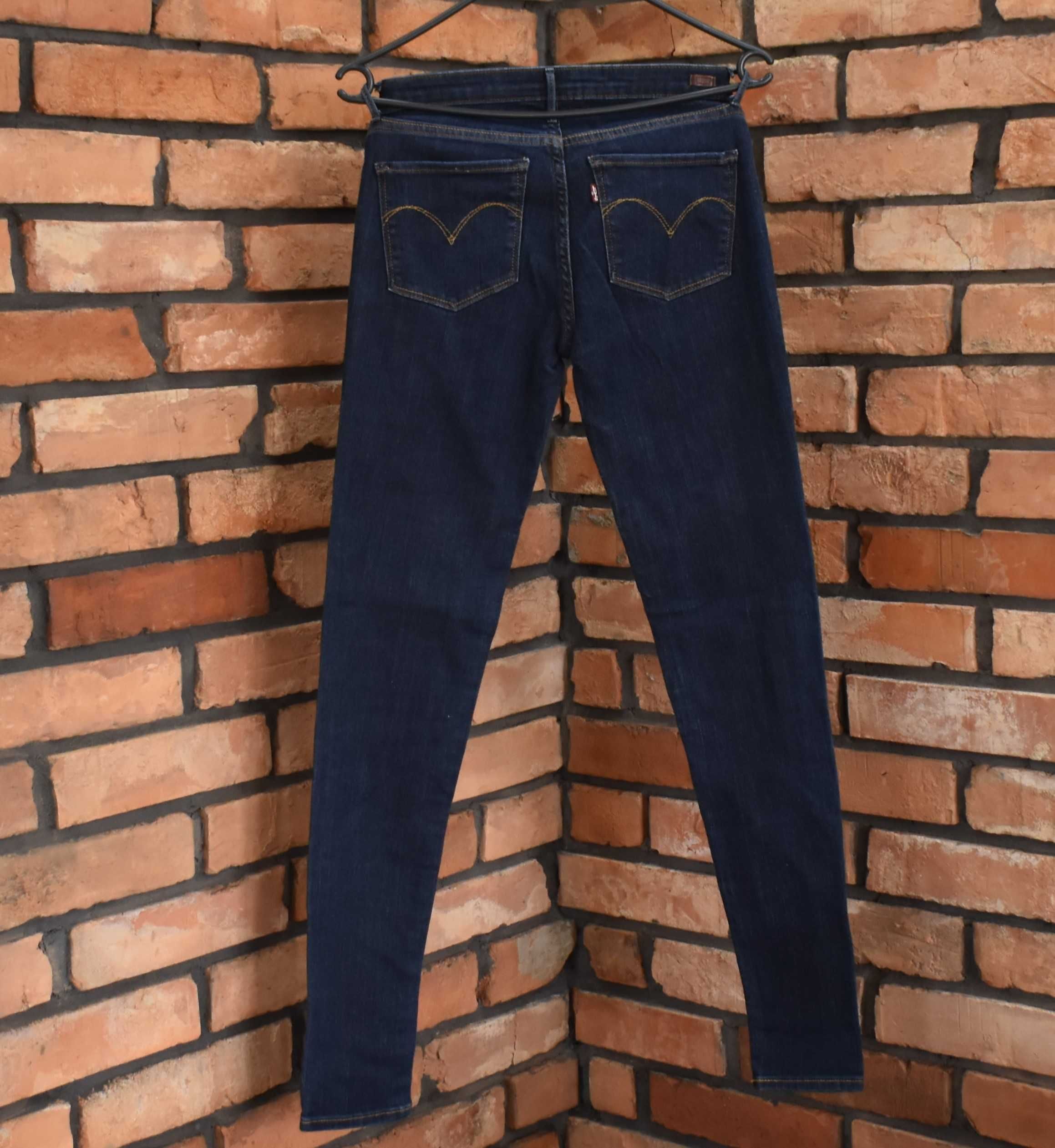 Levi's granatowe spodnie jeansy skinny sredni stan w25 XS S
