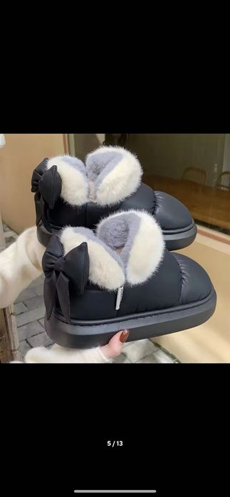 Nowe buty damskie zimowe czarne ocieplane z śniegowce z futerkiem