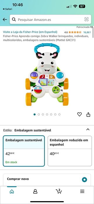 Fisher Price Walker Aprenda Comigo Zebra