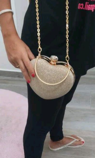 Torebka wizytowa wieczorowa złoty brokat serce