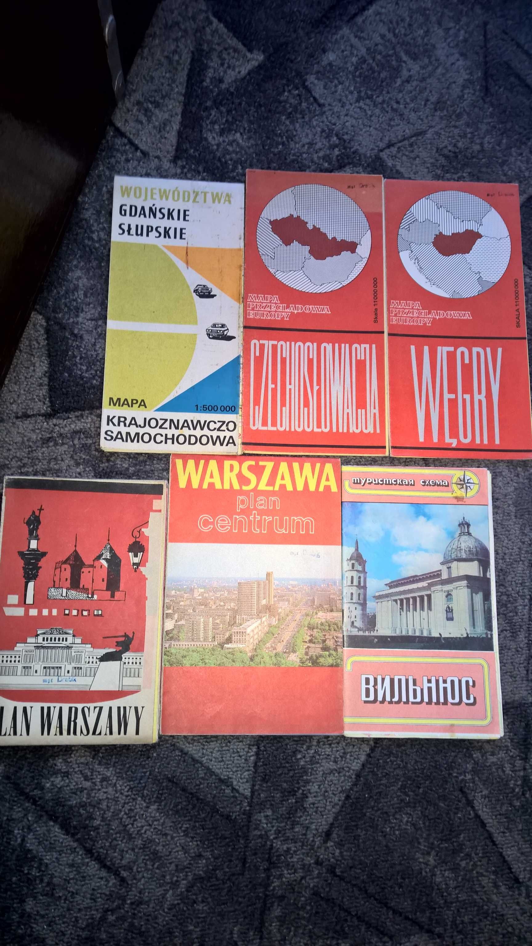 Stare mapy, plan Warszawy, DDR,Węgry, Czechosłowacja.