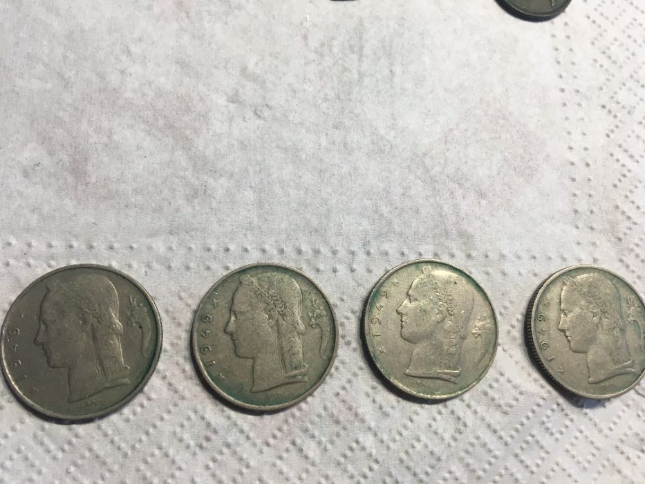 Moneta 5 franków belgijskich zestaw 4 sztuk z 1949 roku