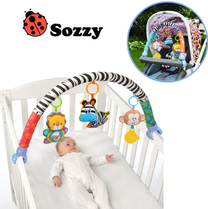 SOZZY Подвеска-дуга на кроватку или коляску с 3 сьемными игрушками
