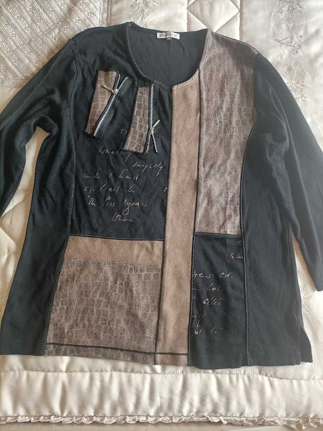 Camisola com aplicações tipo pele pêssego
