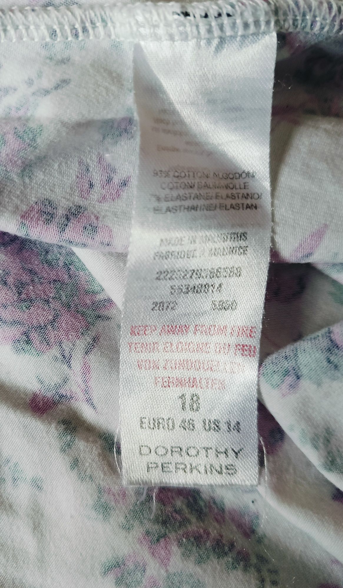 Dorothy Perkins letnia sukienka ramiączka biała w fiolet kwiaty 46