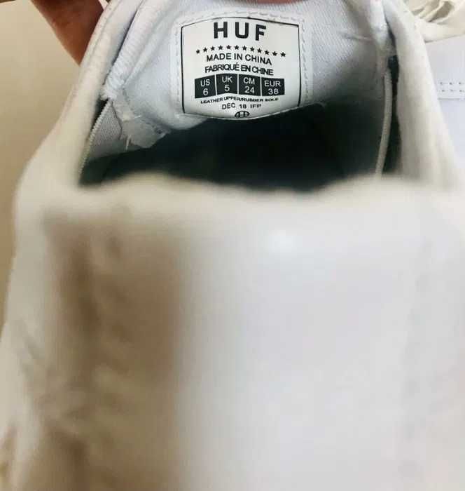 Białe skórzane sneakersy HUF 38 idealne - ubrane raz! SKÓRA NATURALNA!