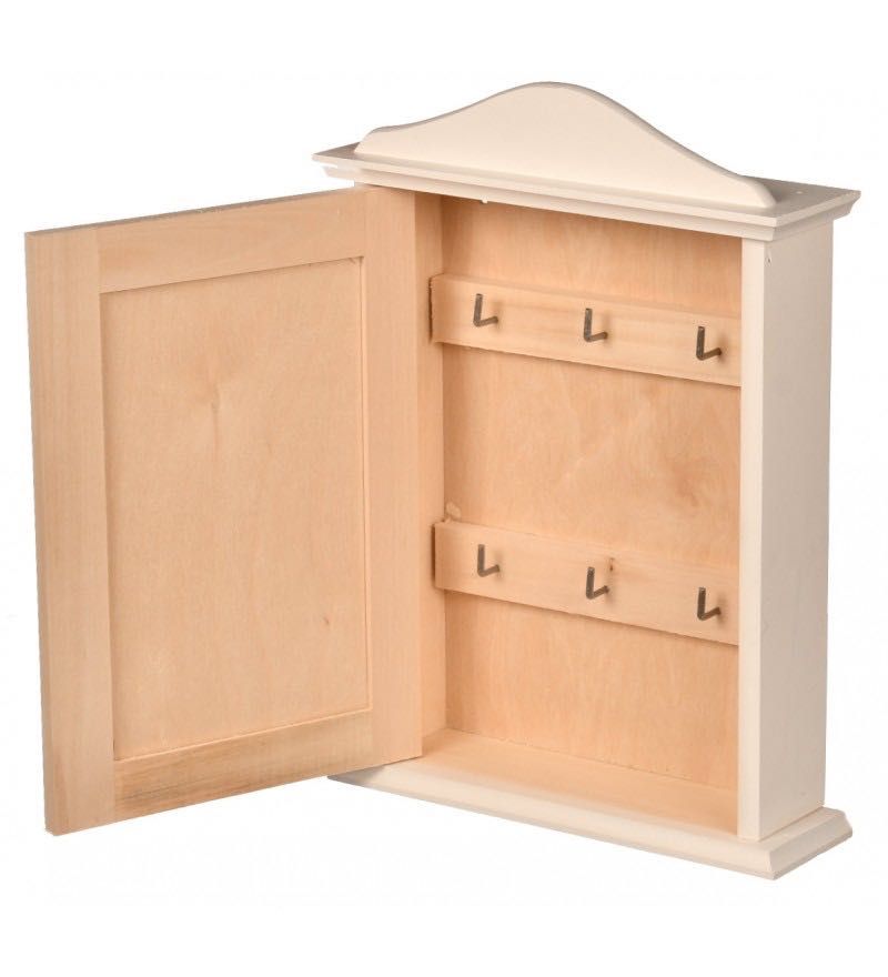 Drewniana szafka na klucze biała z grawerem | Personalizowany domek