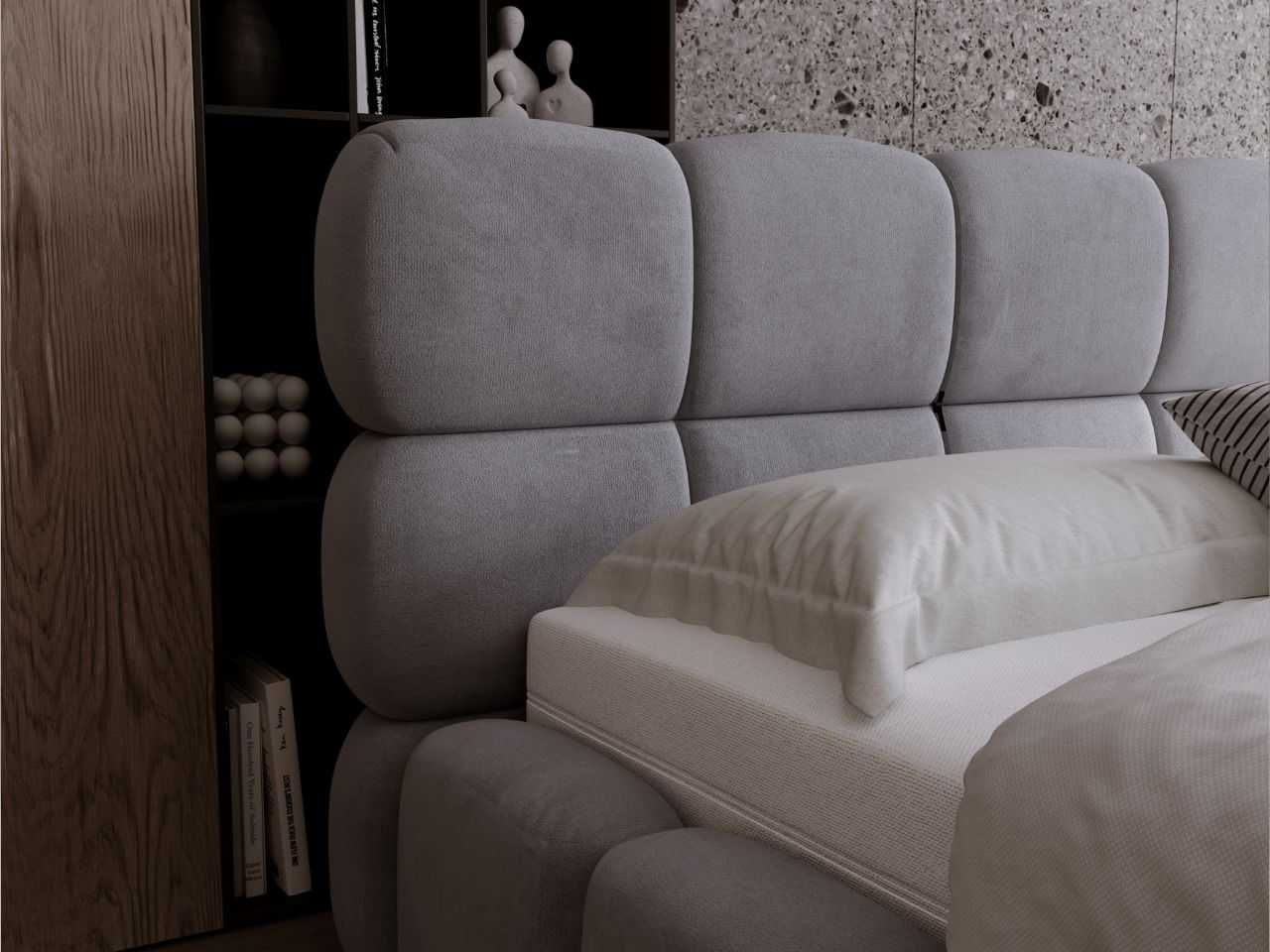 Łóżko tapicerowane SANTO 120/140/160/180x200  boucle welur NOWOŚĆ