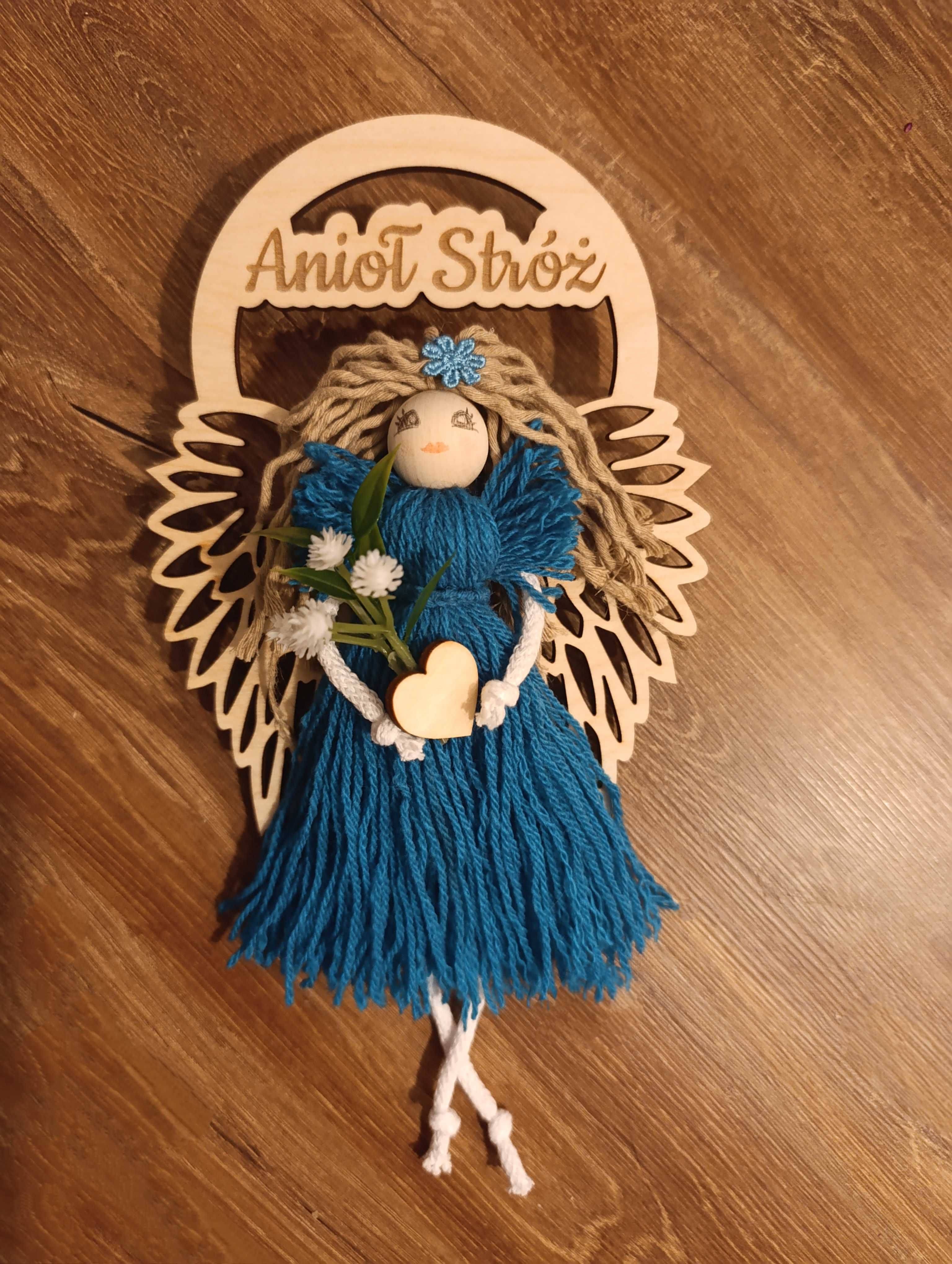 Anioł stróż prezent dzień mamy babci dziadka kwiaty handmade