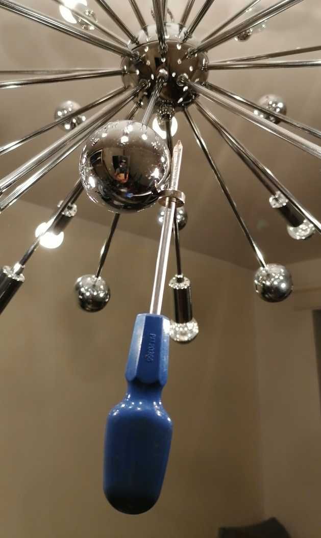 lampa wisząca, żyrandol chrom podobna do "Sputnik Twen", "Maguse"
