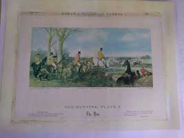 antiga gravura de caça - Fox Hunting, Plate 3, "The Run"