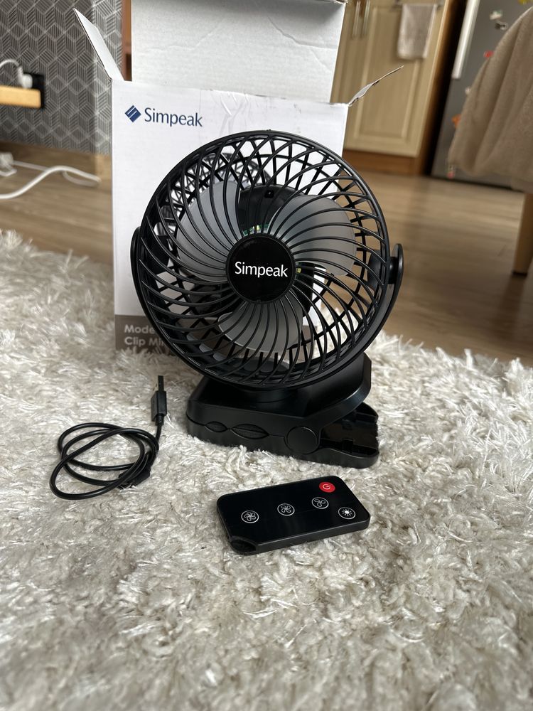 Mini Wentylator Biurkowy Bezprzewodowy z Oświetleniem LED Czarny