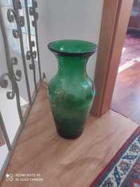 Duży wazon szklany ręcznie robiony zielony wys 50 śr. 25 cm
