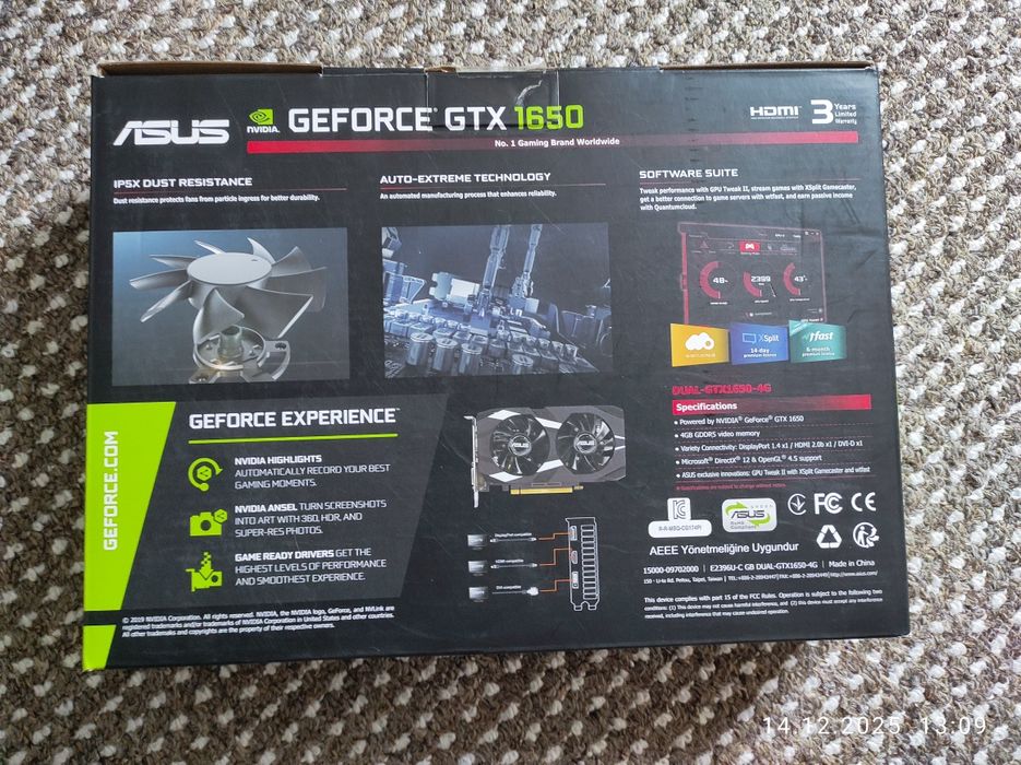 Відеокарта Asus Geforce GTX 1650 dual 4GB