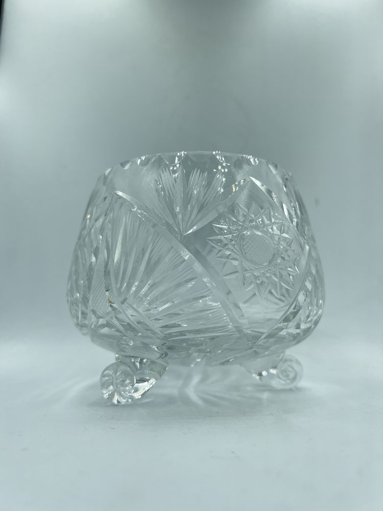 Kryształ szkło użytkowe prl miska na nóżkach bomboniera
