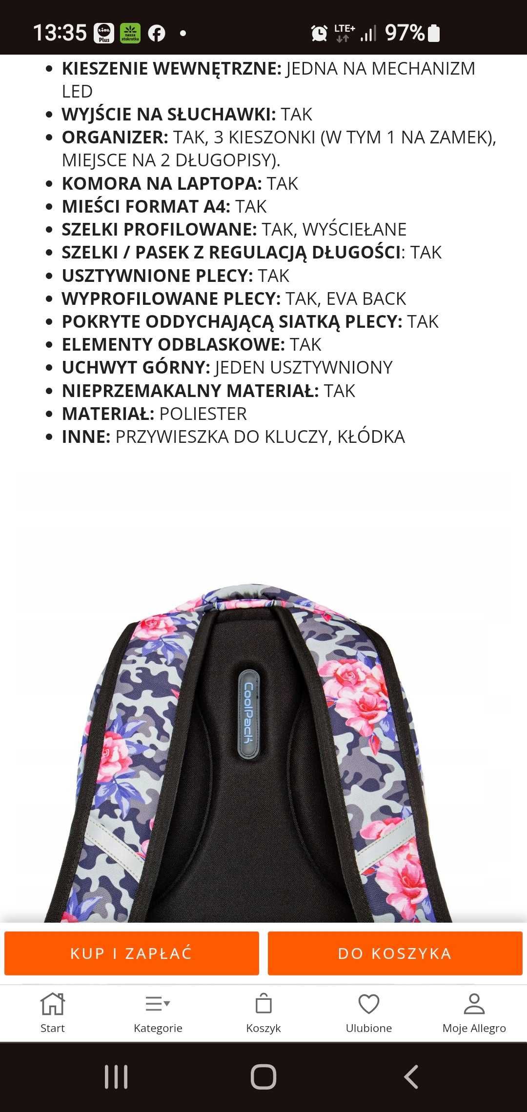 Plecak szkolny Coolpack dla dziewczyny