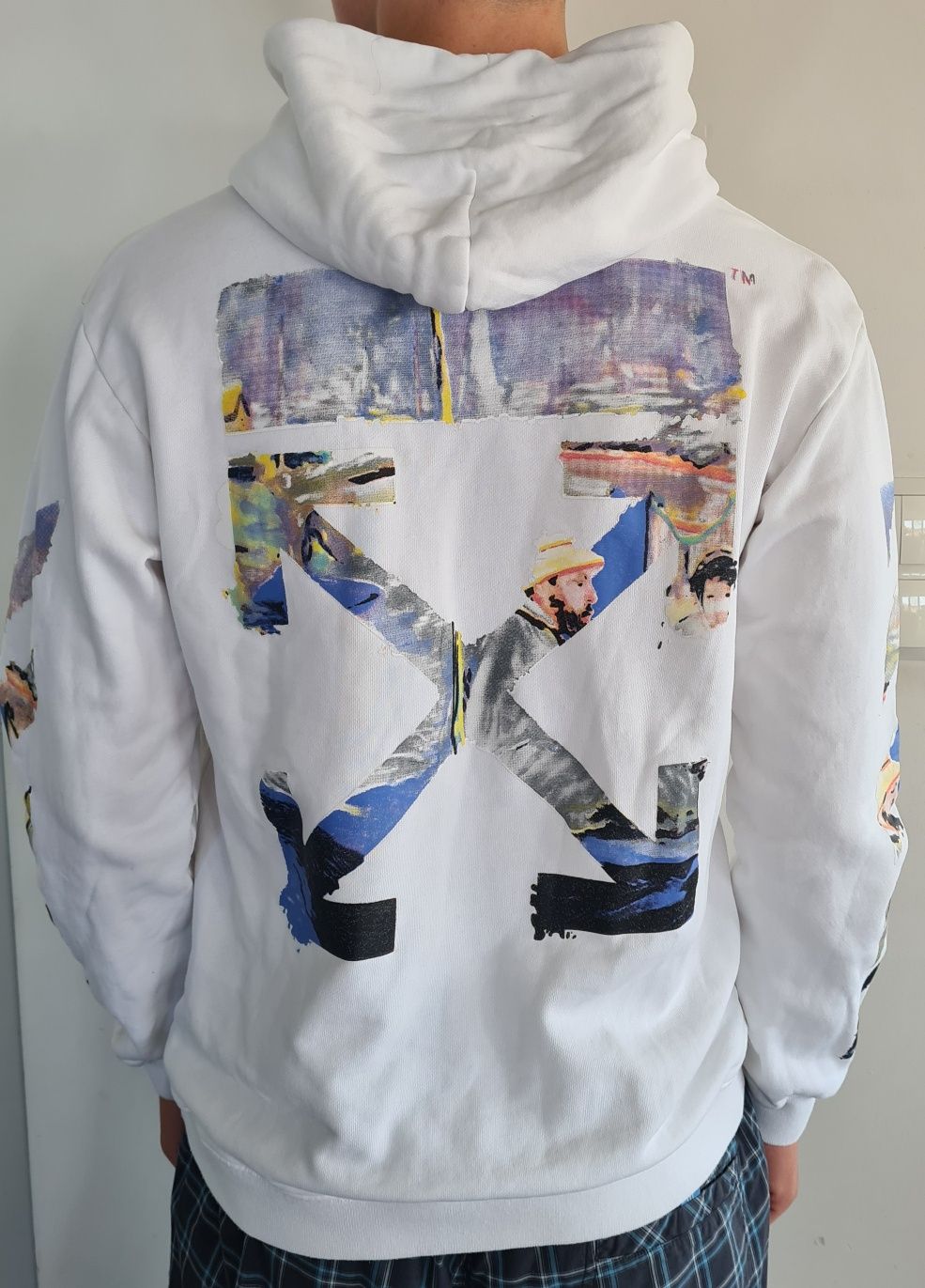 Bluza Off White. Biała z kapturem hoodie. L. Drip swag OG hypebeast
