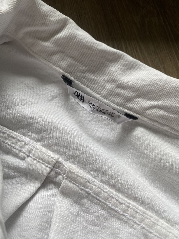 Jeansowa biala koszula oversize denim zara M