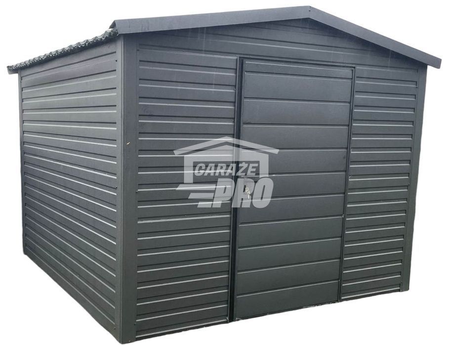 Domek Ogrodowy 3x3 Drzwi dwuspadowy Blachodachówka Antracyt GP237