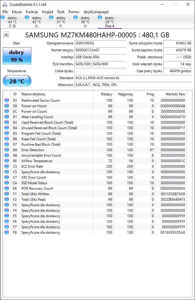Dysk SSD Samsung 480GB 2.5 SATA 6G - enterprise, MLC