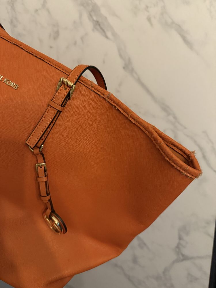 Oryginalna pomarańczowa torebka shopper Michael Kors duża