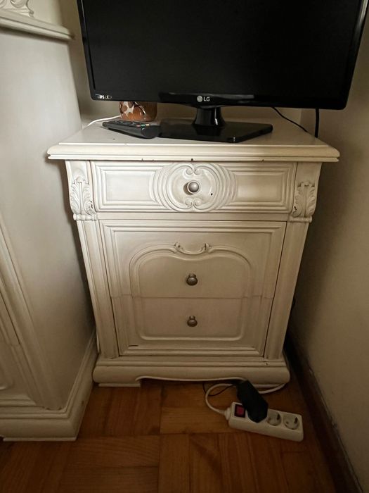 Conjunto de Móveis para Quarto - Branco, Madeira Maciça