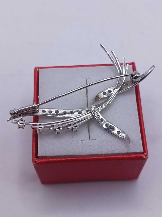 Złota Broszka Brocha Z 24 Diamentami Białe Złoto PR.585 14K 3090/08
