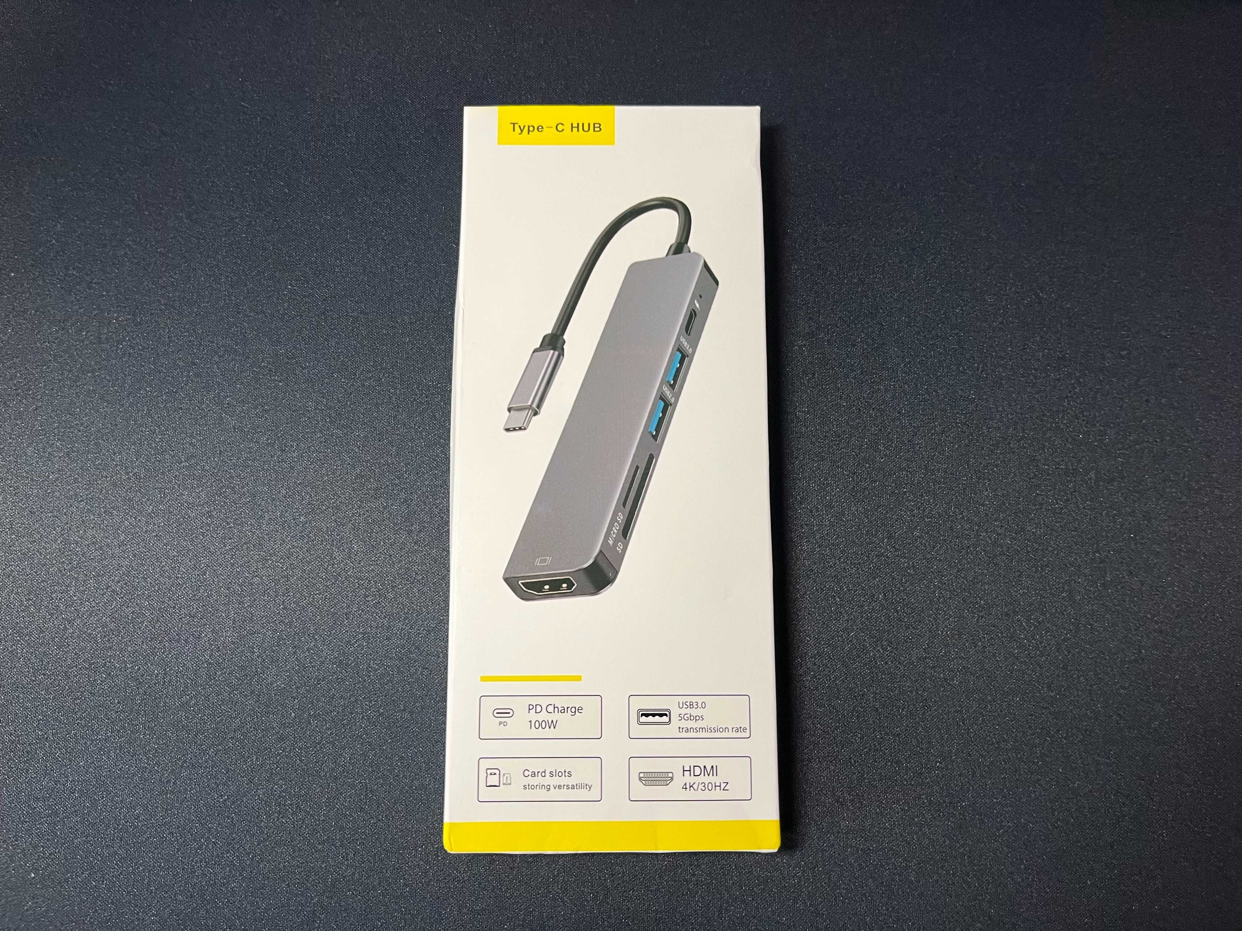 Адаптер Usb c Hub type c 6 в 1 HDMI PD SD TF macbook 4K 30hz usb 3.0
