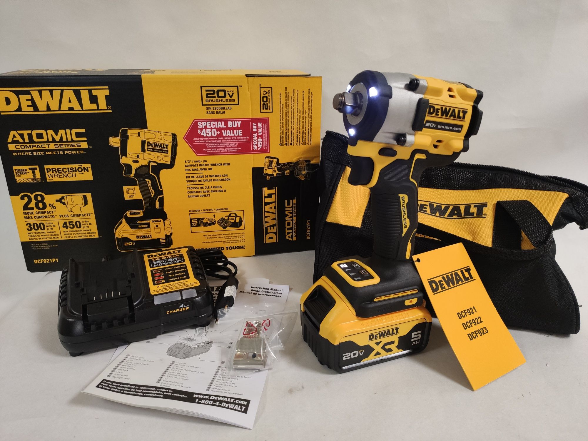 Безщітковий ударний гайковерт DeWALT DCF921P1 XR 20V 1/2" оригінал