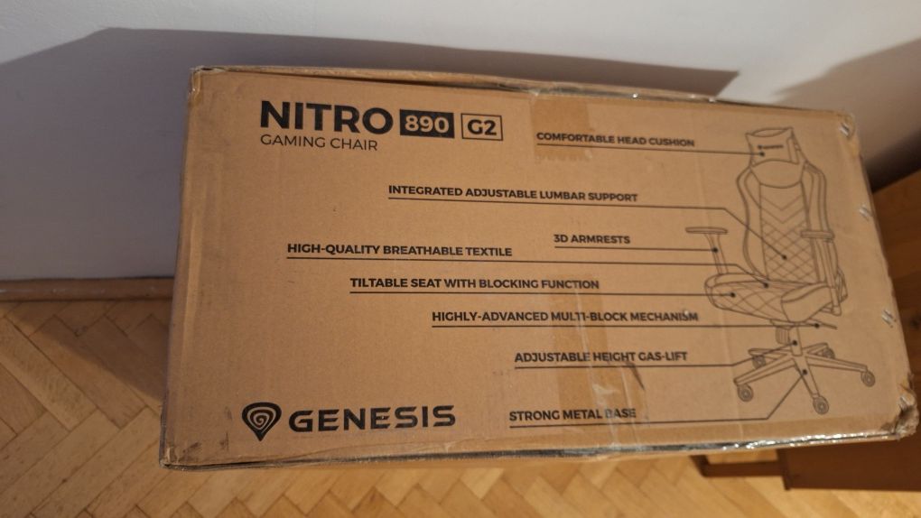 Fotel Gamingowy Biurowy Komputerowy GENESIS Nitro 890 G2 Czarny NOWY