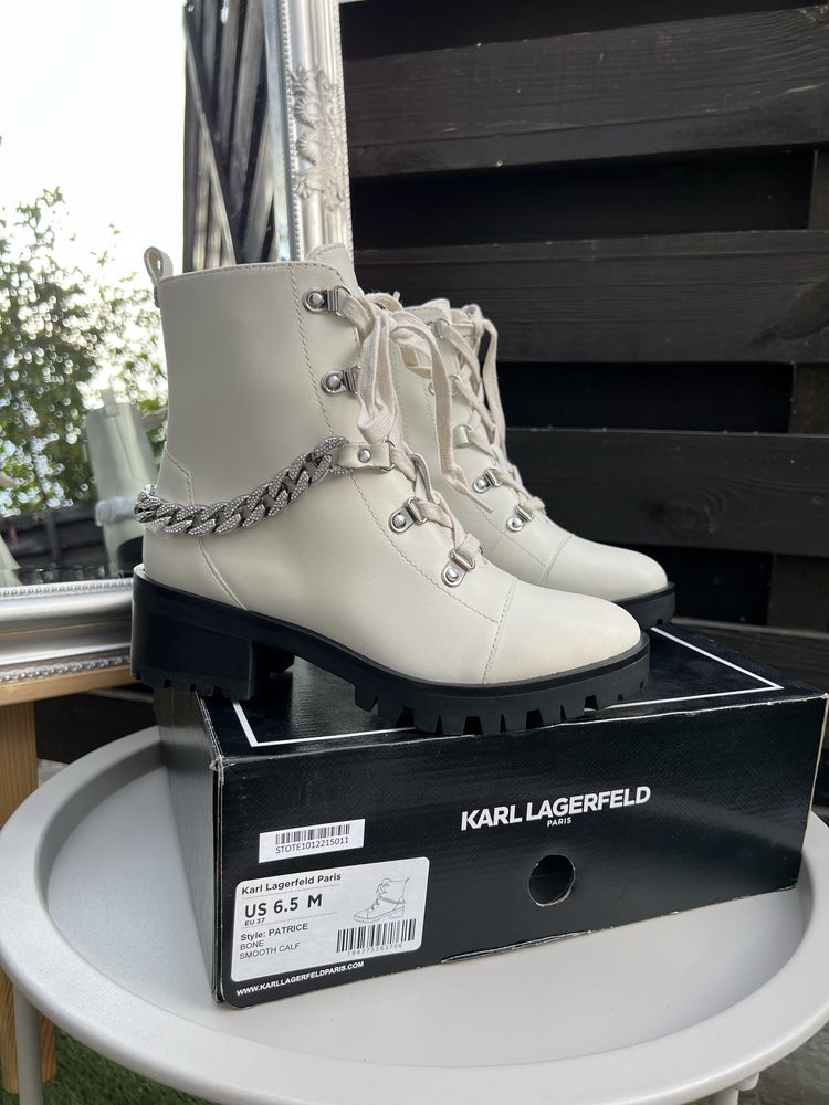 Осінні жіночі черевики чоботи шкіряні Karl Lagerfeld Guess