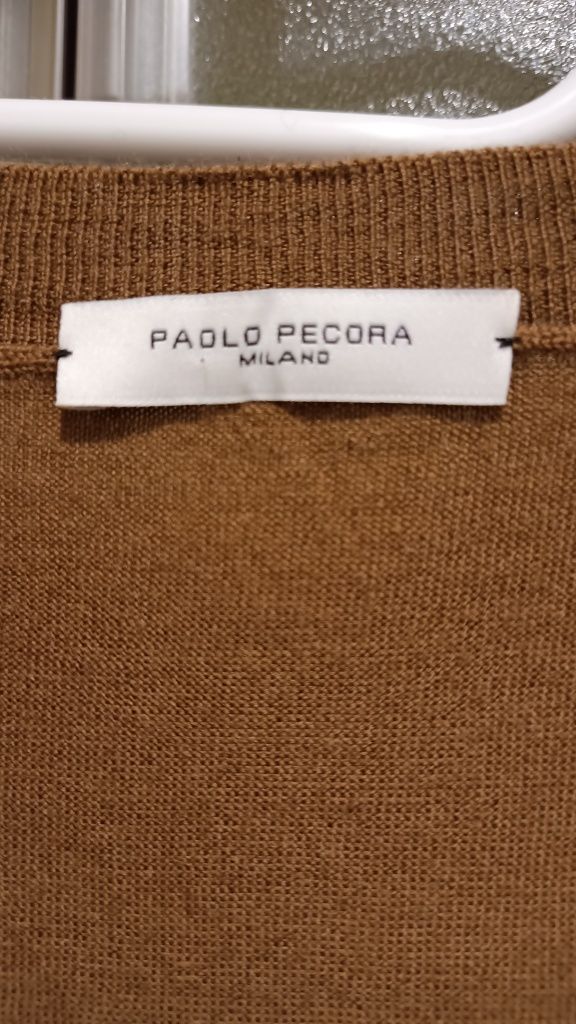 Paolo Pecora Milano  Włoski męski sweter z wełny, 100% Merino, Roz S/M