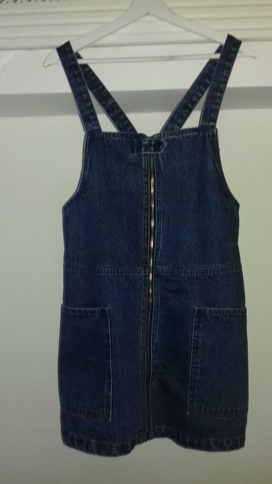 jeansowa spódnica na szelkach