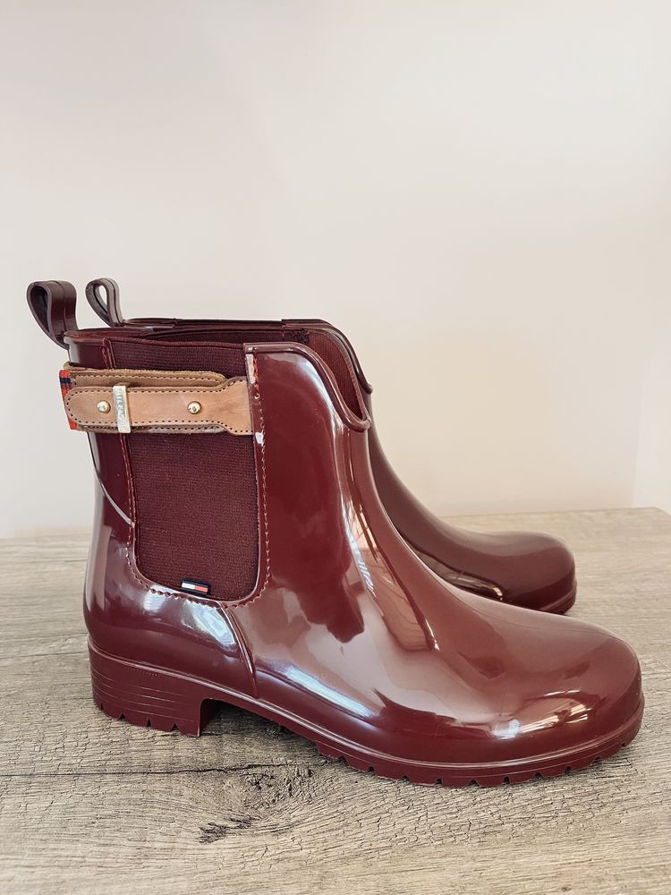 Kalosze burgundowe Tommy Hilfiger 38