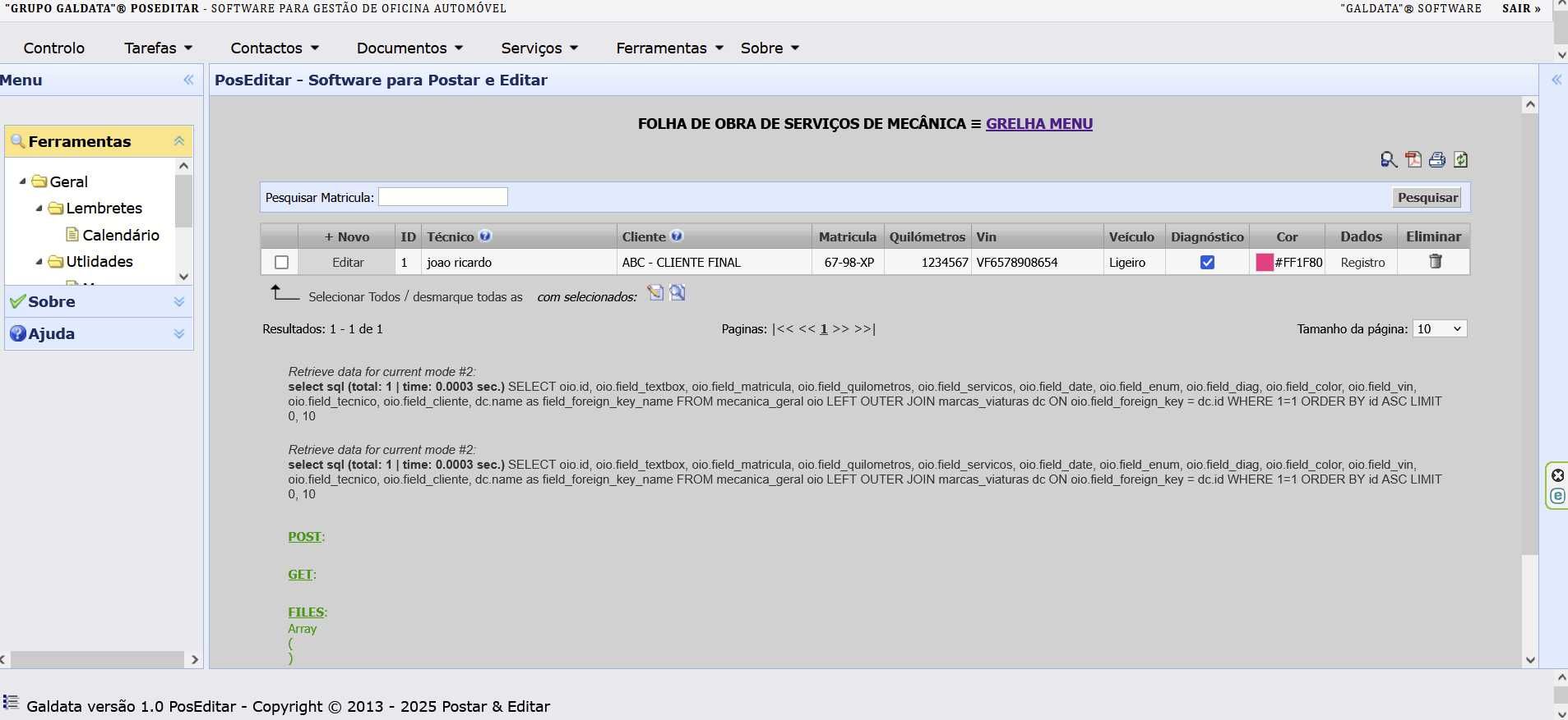 Folha de obra digital Software Gestão Oficina