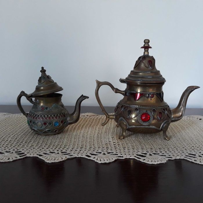 imbryk czajnik mosiężny do kawy herbaty orientalny (zestaw 2 sztuk)
