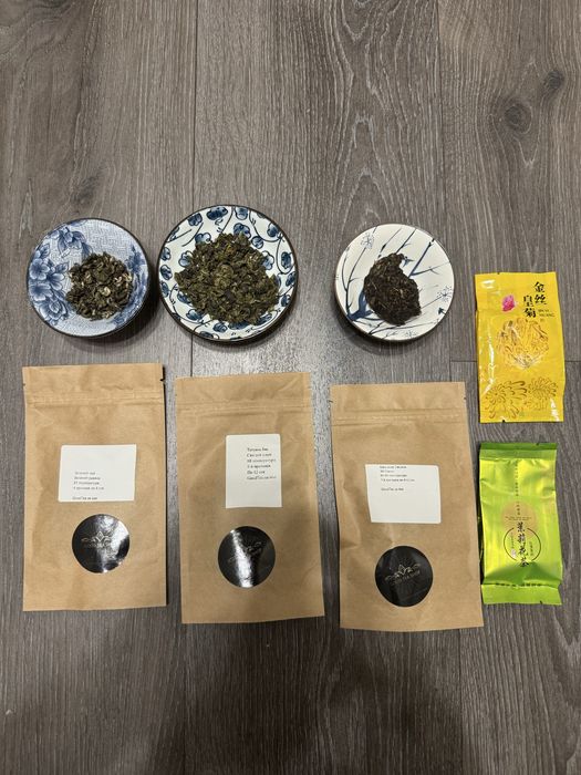 Дегустаційний набір китайського чаю шу пуер улун дахунпао тегуанінь