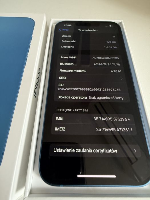 iPhone 13 128gb Blue Jak Nowy Bateria 95% od nowości