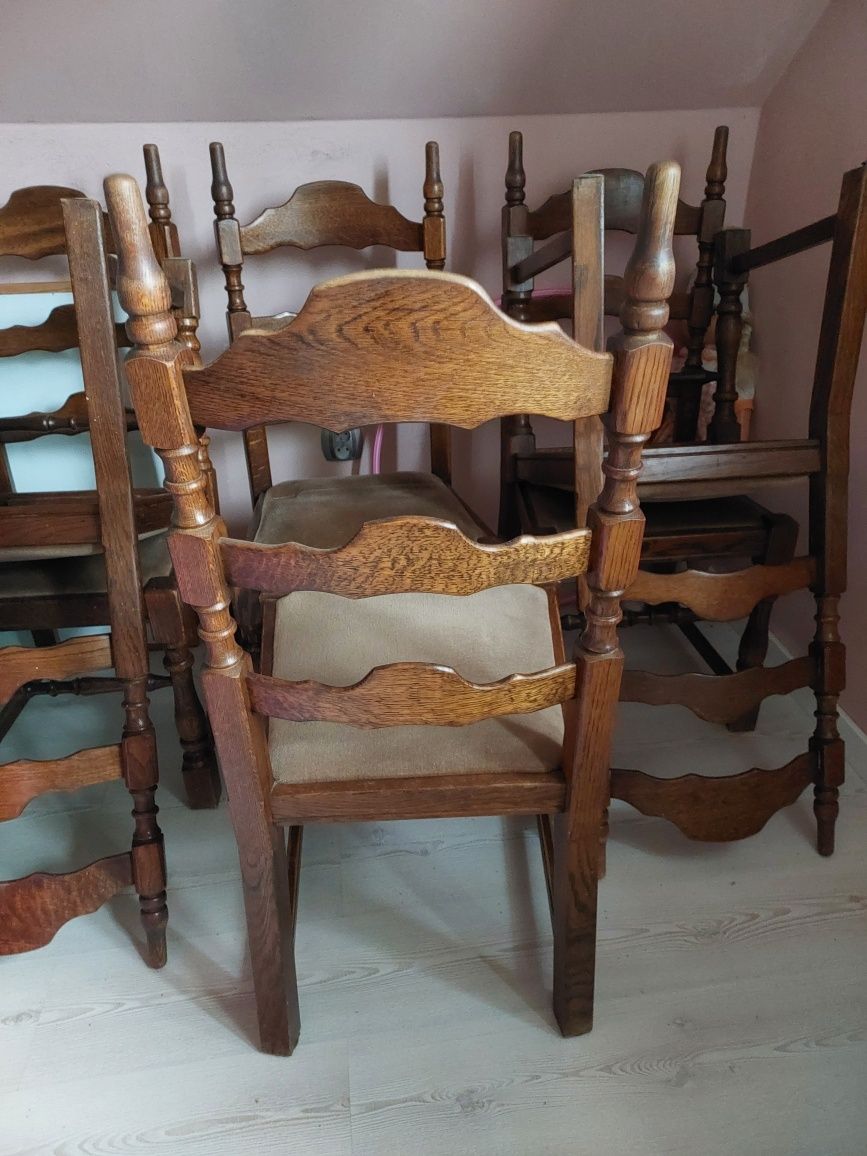 Komplet 6 dębowych krzeseł