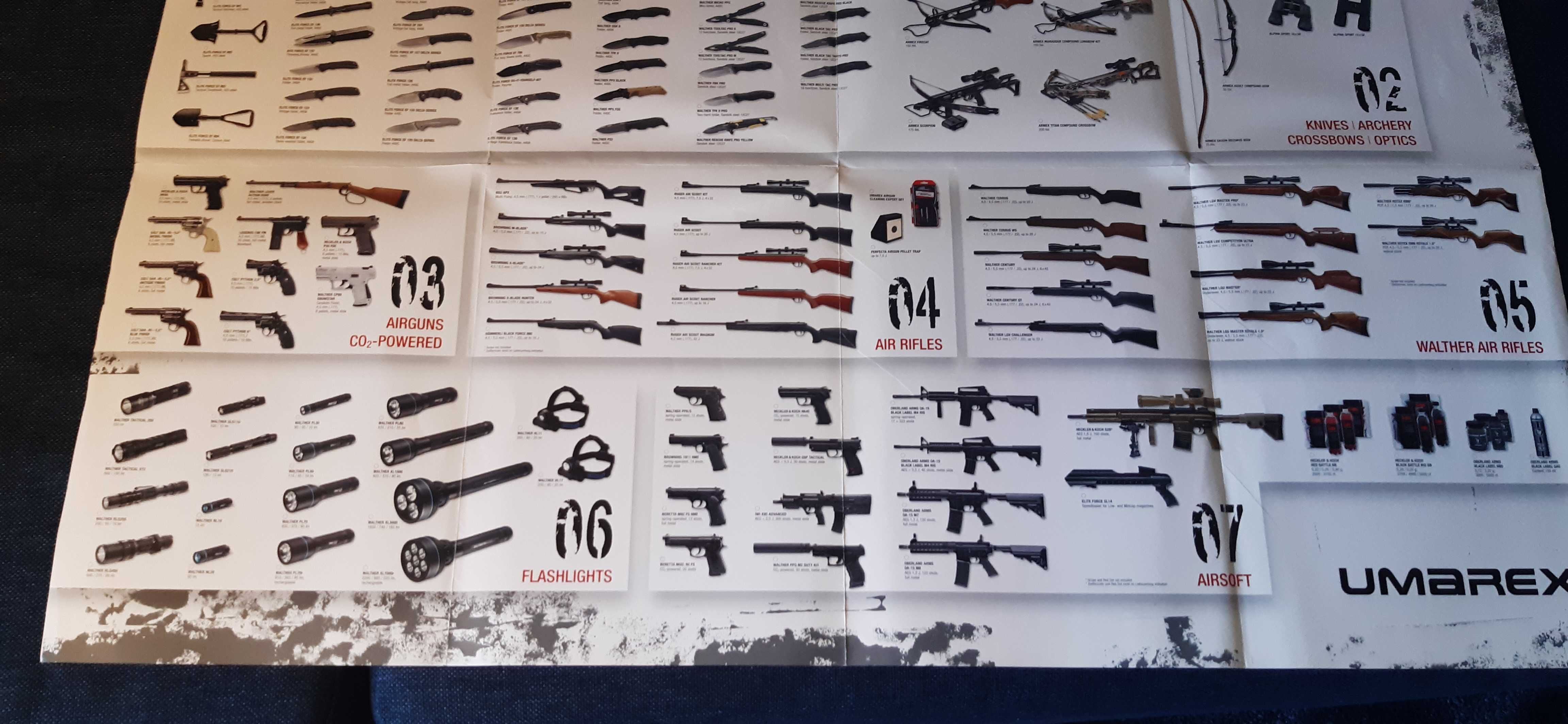stary katalog plakat broni, noży i innych firmy loaded umarex