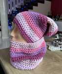 Czapka smerfetka beanie krasnal szydełkowa z kominem