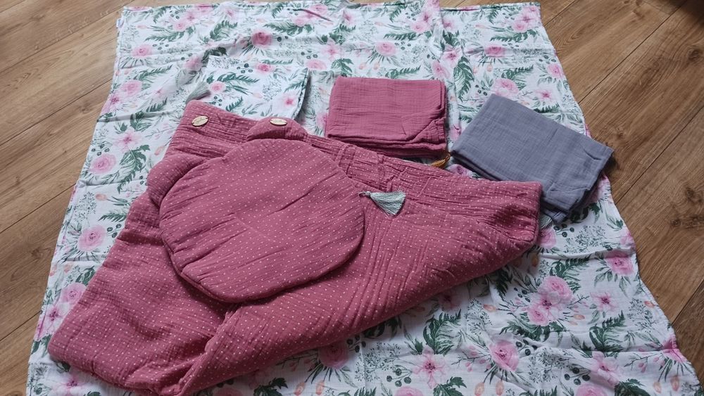 Komplet do kołyski plus otulacze muślin