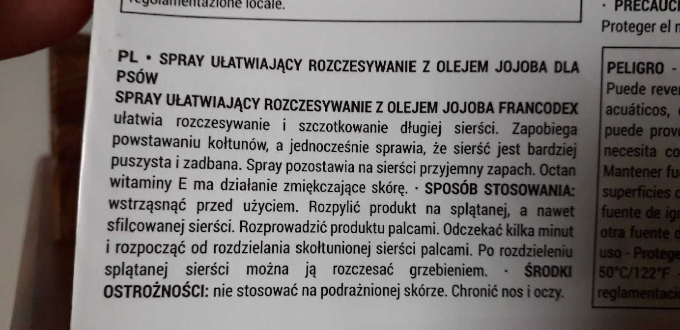 FRANCODEX Spray dla psa ułatwiający rozczesywanie olej jojoba 250ml