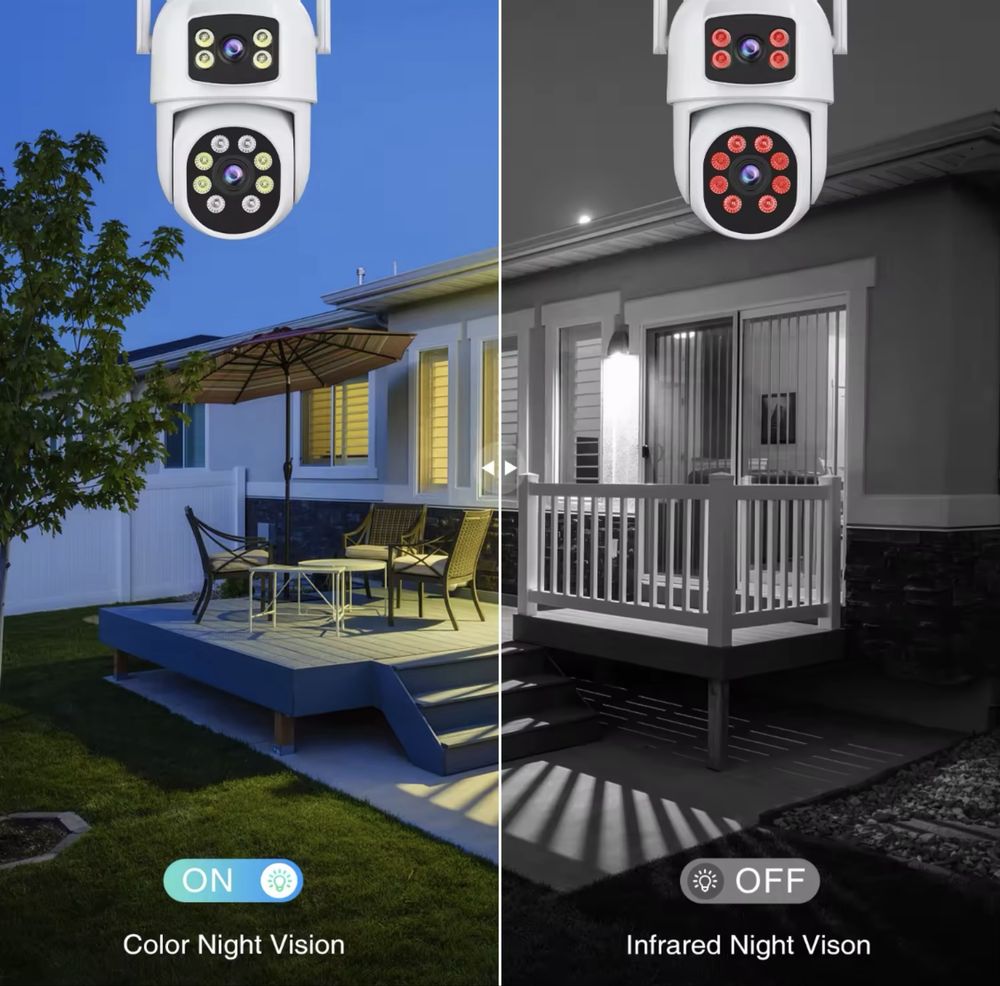 Podwójna kamera zewnętrzna obrotowa WiFi 10MP do monitoringu alarm