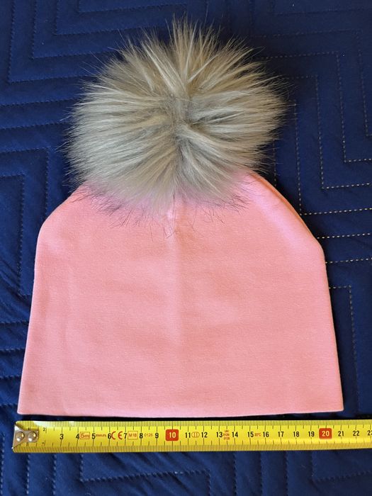 Czapka różowa handmade Czapka z pomponem