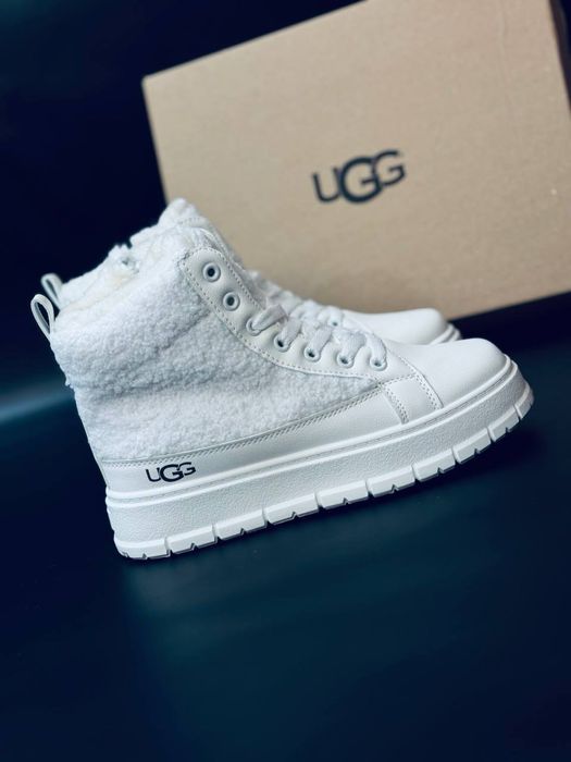 Кроссовки кеды сникерсы UGG / кожаные белые ботинки ugg/ угги ботінки